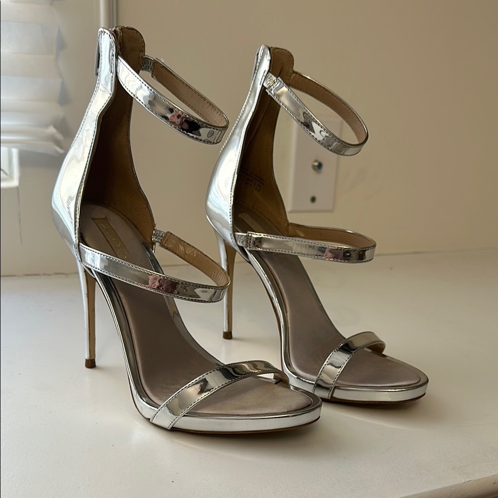 Silver Strappy High Heel Sandals